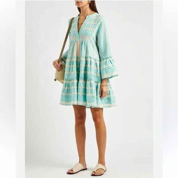 Devotion Twins Ella Short Dress in Blue/Off-White - Picture 1 of 16